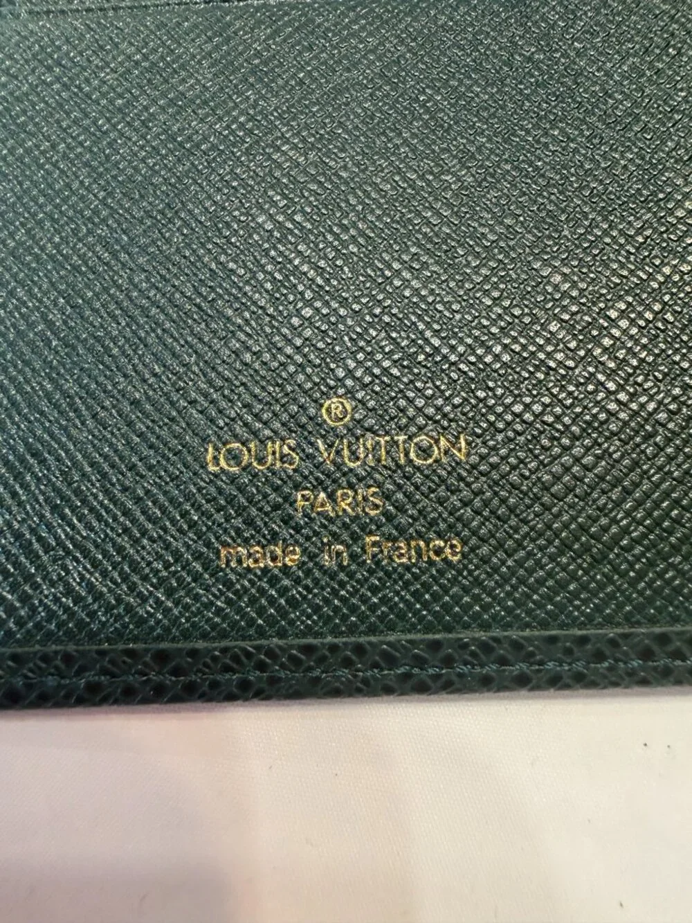 Men's or Women's Louis Vuitton Hunter Green Checkbook Cover, Wallet, July 1995